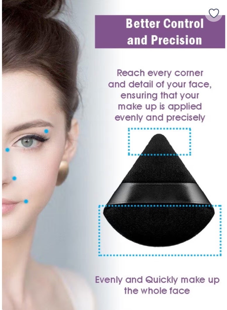 House of Aetheria ae 2 PCS Triangle Black Powder Puffs Face Cosmetic Powder Puff Washable Reusable Soft Plush Powder Makeup Sponge - Image 5